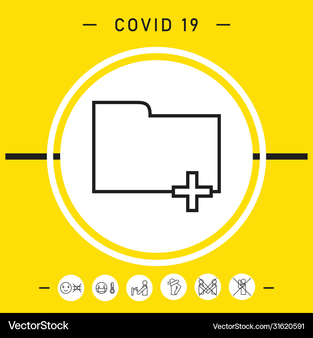 Folder icon with plus sign - add attach create vector image