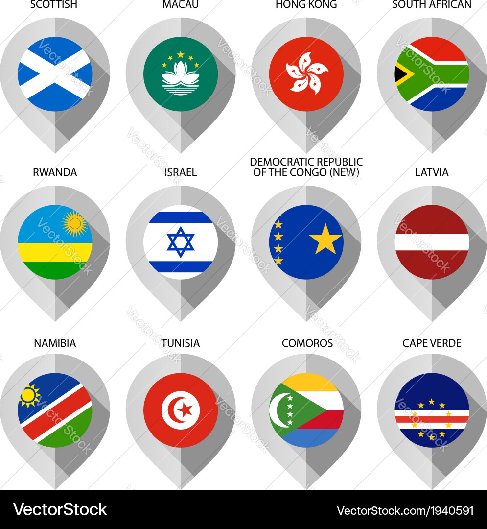 Marker from paper with flag for map - set tenth vector image