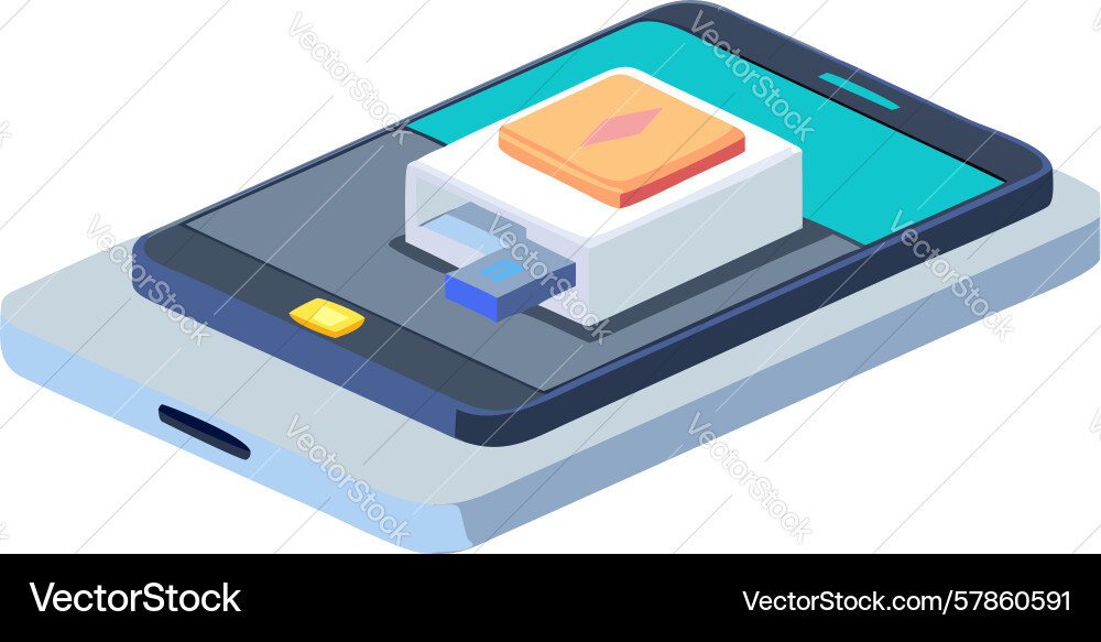 Mobile app box integration interactive user Vector Image