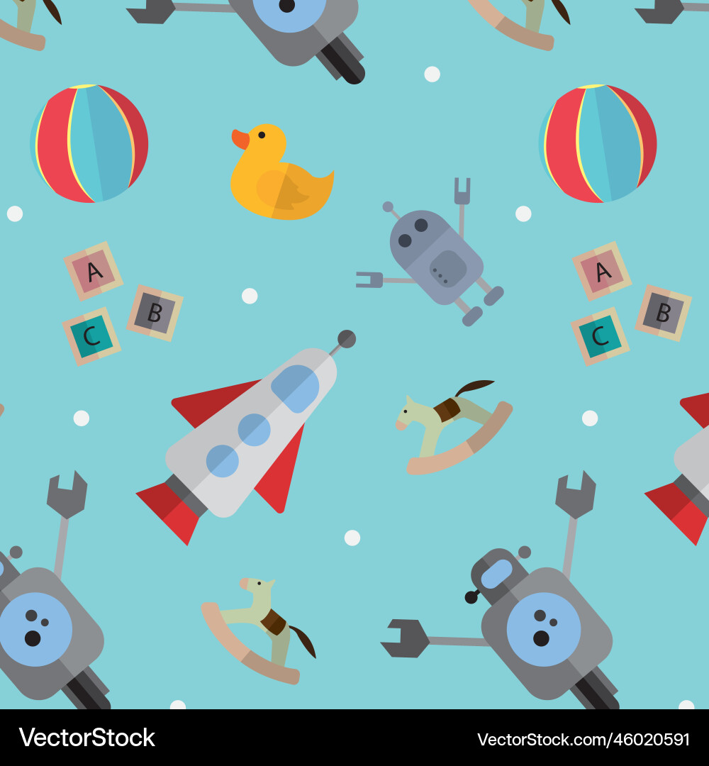 Seamless pattern background with toy icons Vector Image