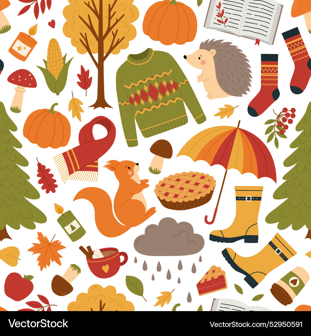 Seamless pattern with autumn elements Seamless pattern with autumn elements vector image