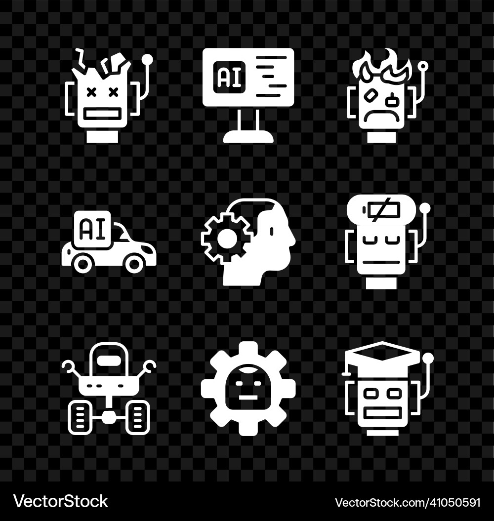 Set broken robot software burned out mars Set broken robot software burned out mars vector image