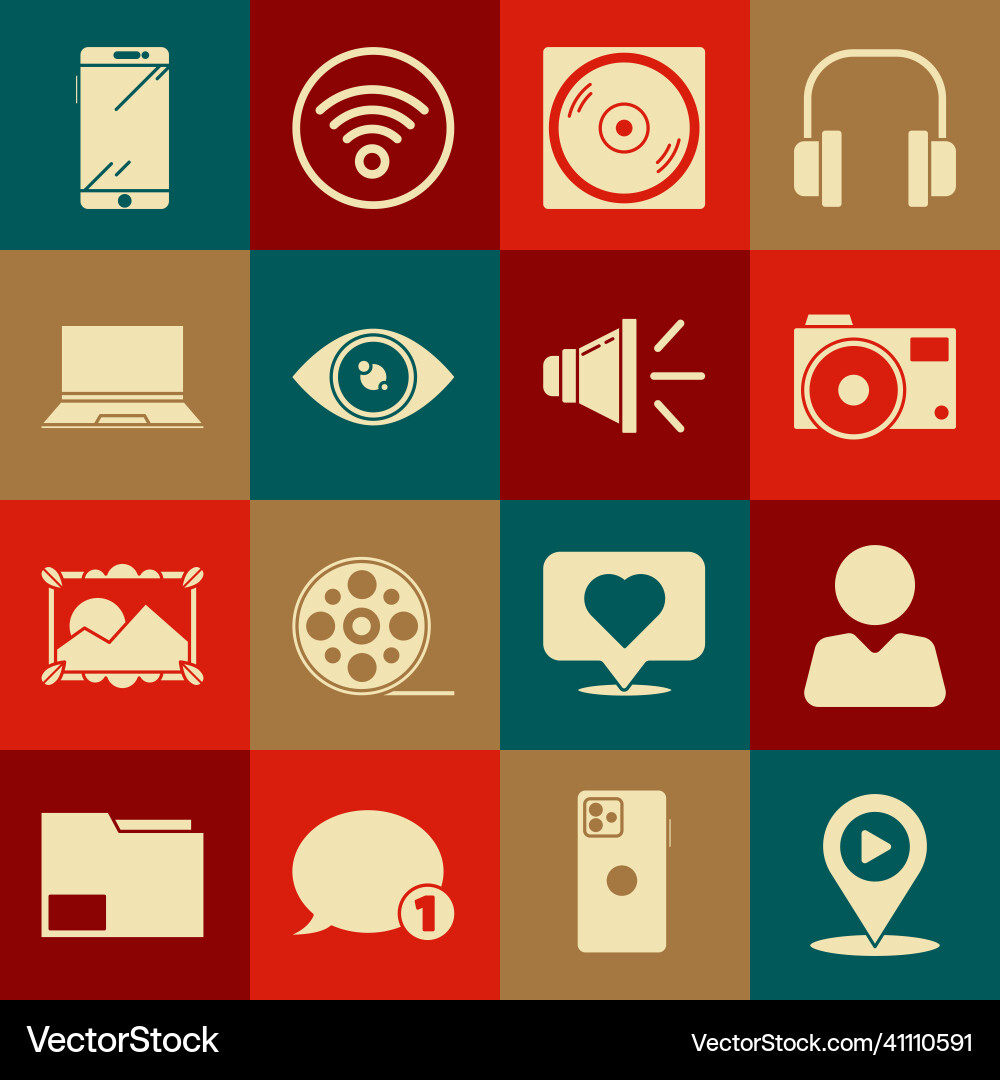 Set digital media play with location add vector image
