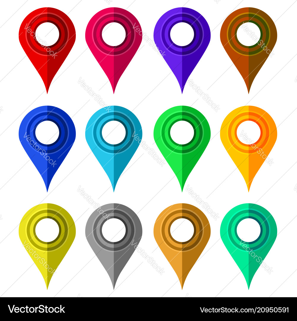 Set of colorful markers map marker icons flat vector image