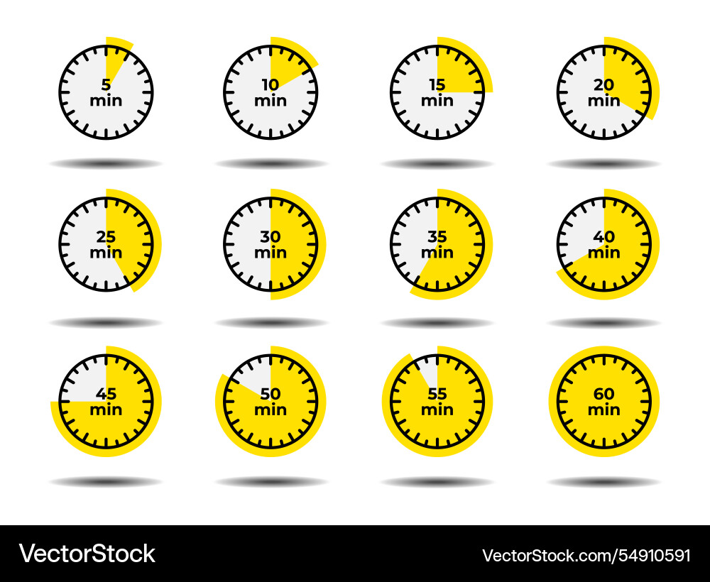 Set of timer stopwatch icons isolated Vector Image