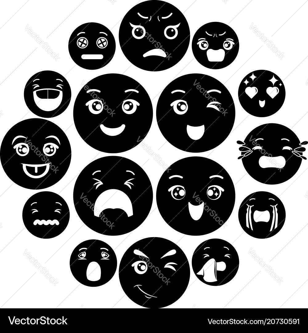 Smiles icons set simple style Smiles icons set simple style Vector Image