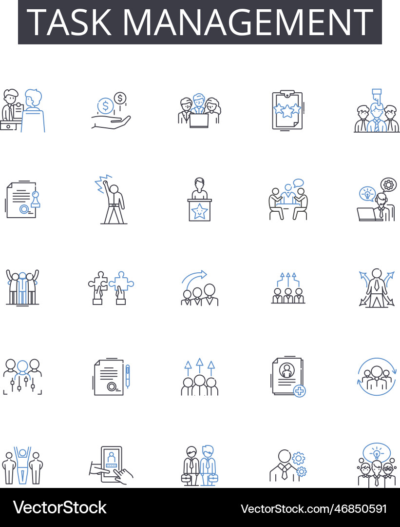 Task management line icons collection time Task management line icons collection time vector image