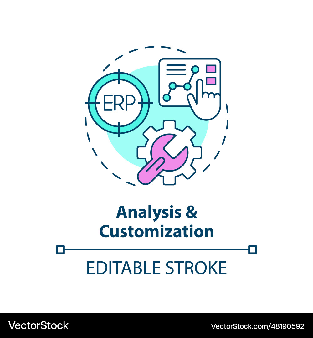 2d analysis and customization line icon concept 2d analysis and customization line icon concept vector image
