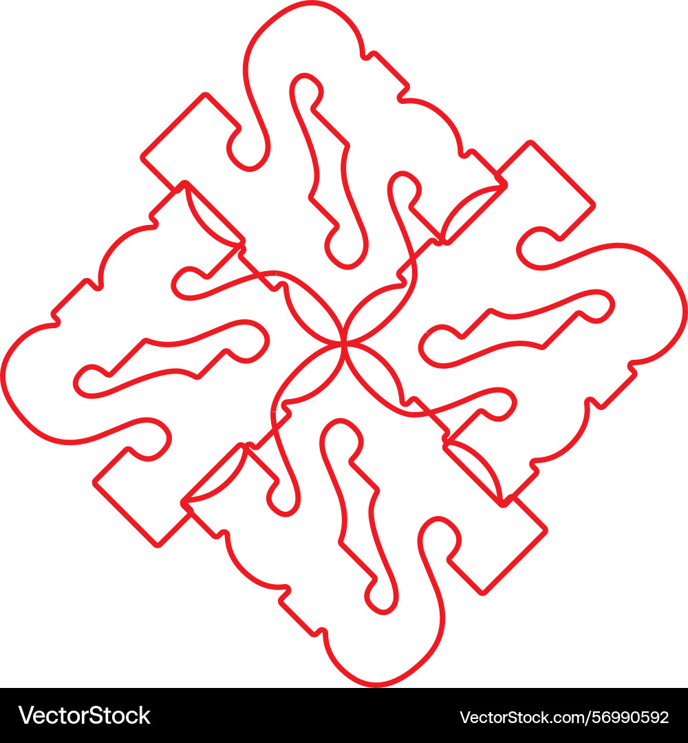 Abstract red continuous line knot art pattern Vector Image