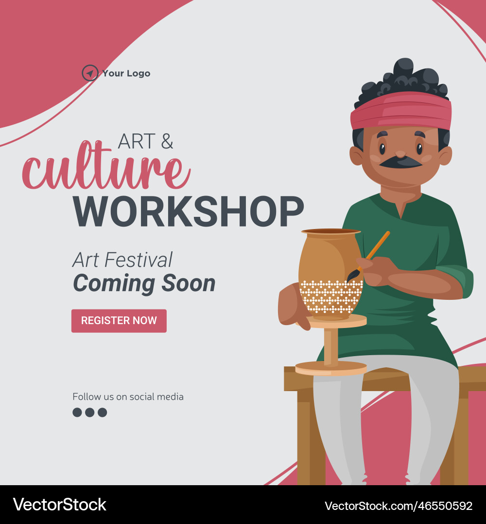 Banner design of art and culture workshop Banner design of art and culture workshop vector image