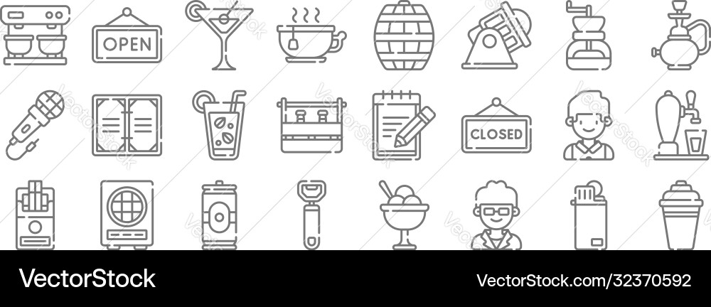 Bar line icons linear set quality Bar line icons linear set quality vector image