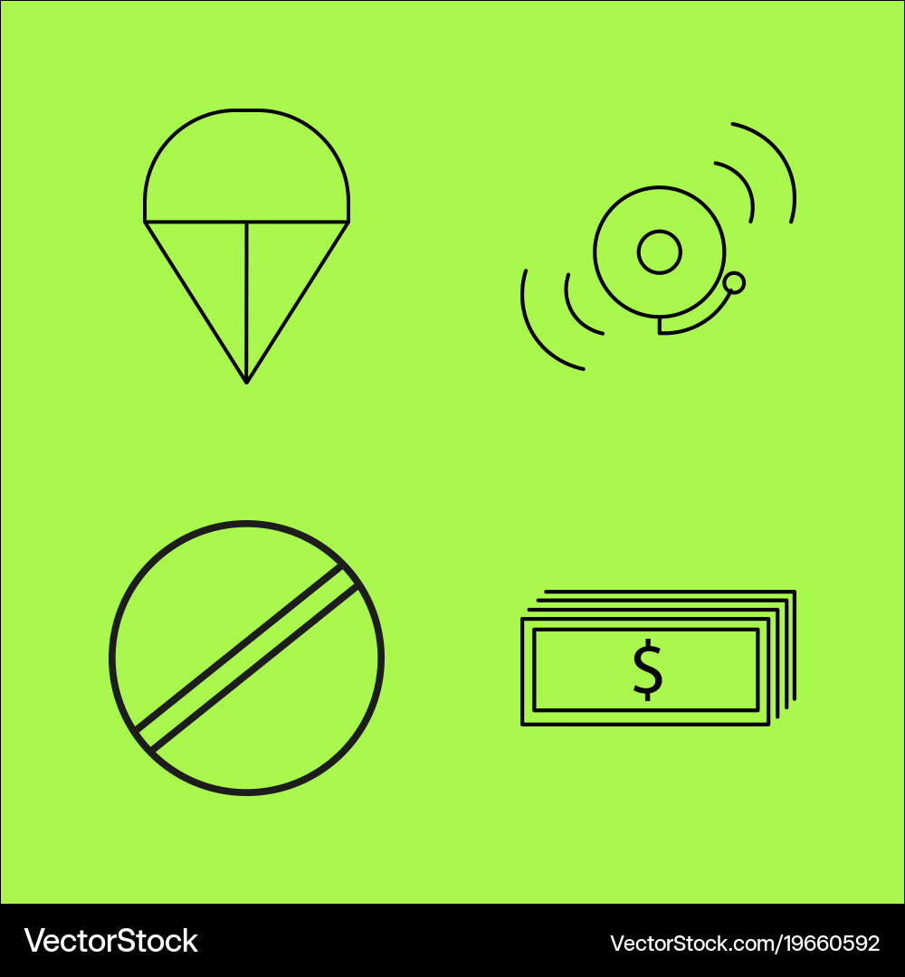 Basic content simple linear outline icon set vector image