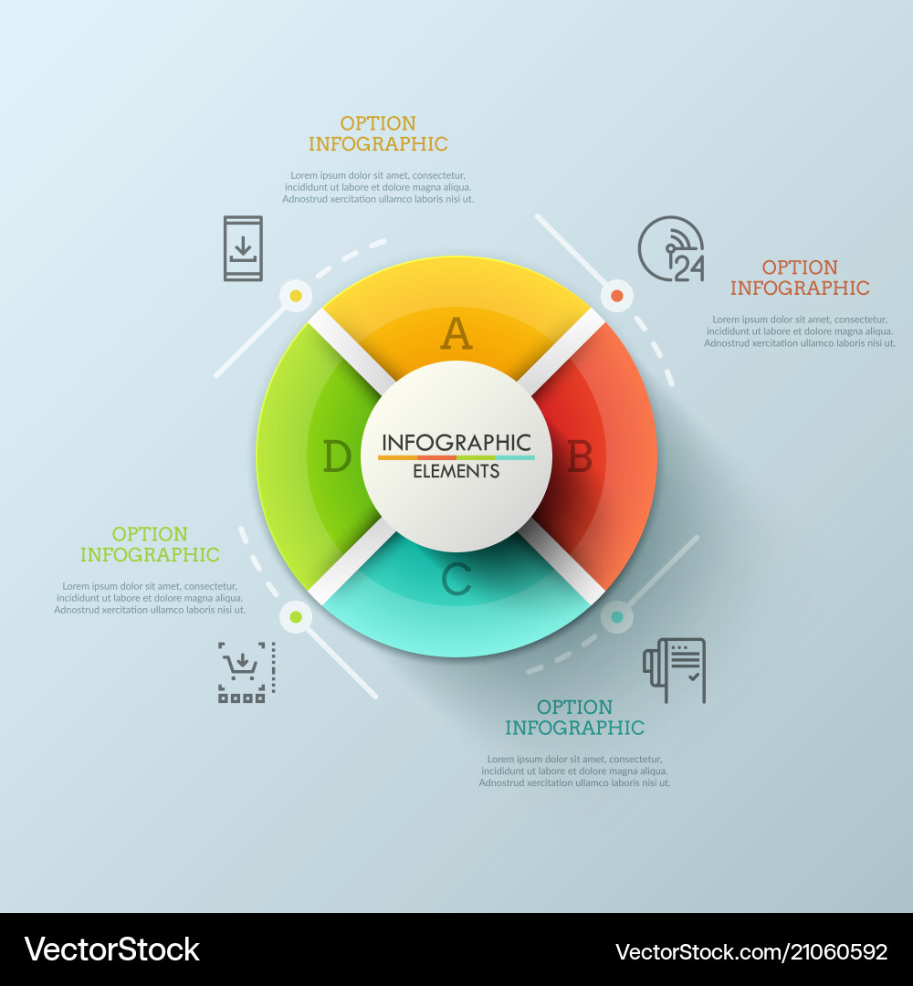 Circular Chart with Four Sections vector image
