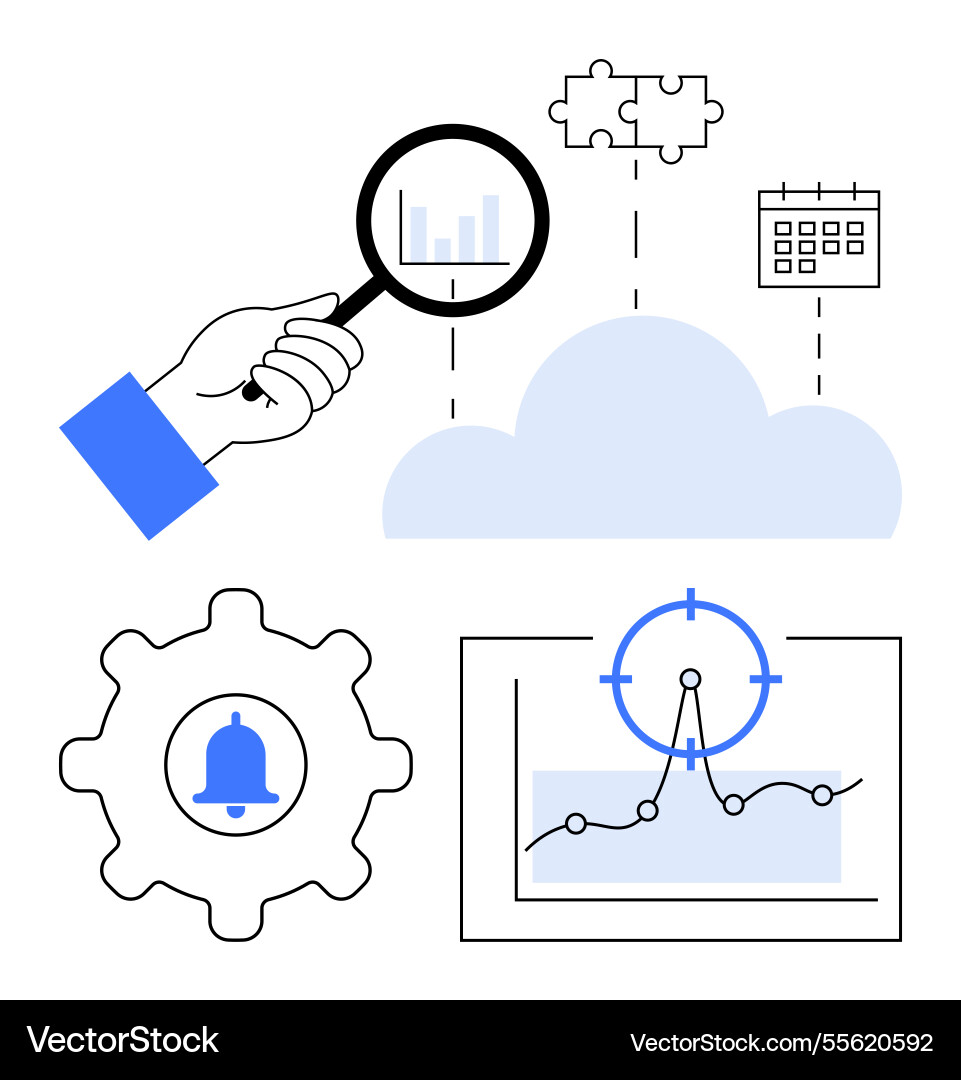 Data analysis tools connecting strategies vector image