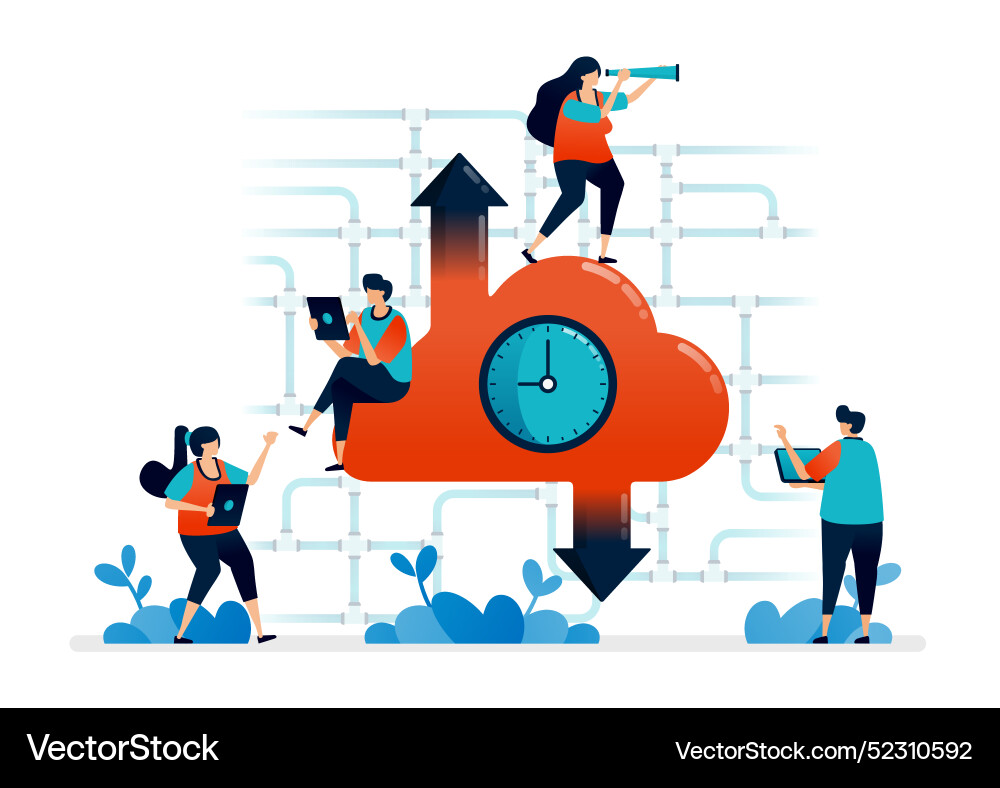 Design of cloud data center speed internet vector image