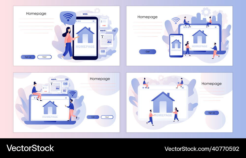 Homepage Web-Seiten-Design auf Smartphone oder Laptop Homepage Web-Seiten-Design auf Smartphone oder Laptop vektorbild