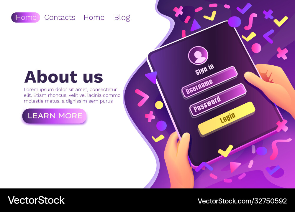Login window app sign in username password web Login window app sign in username password web vector image