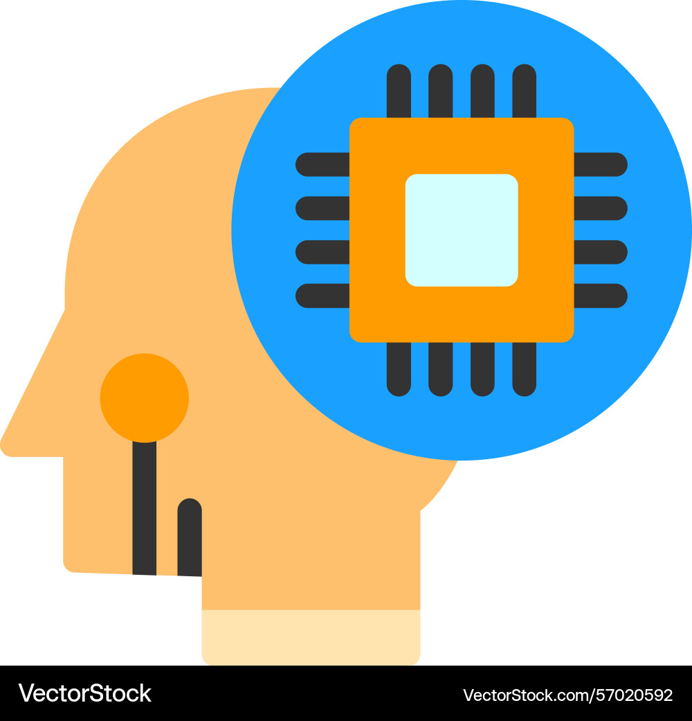Neural interface flat style icon design Vector Image