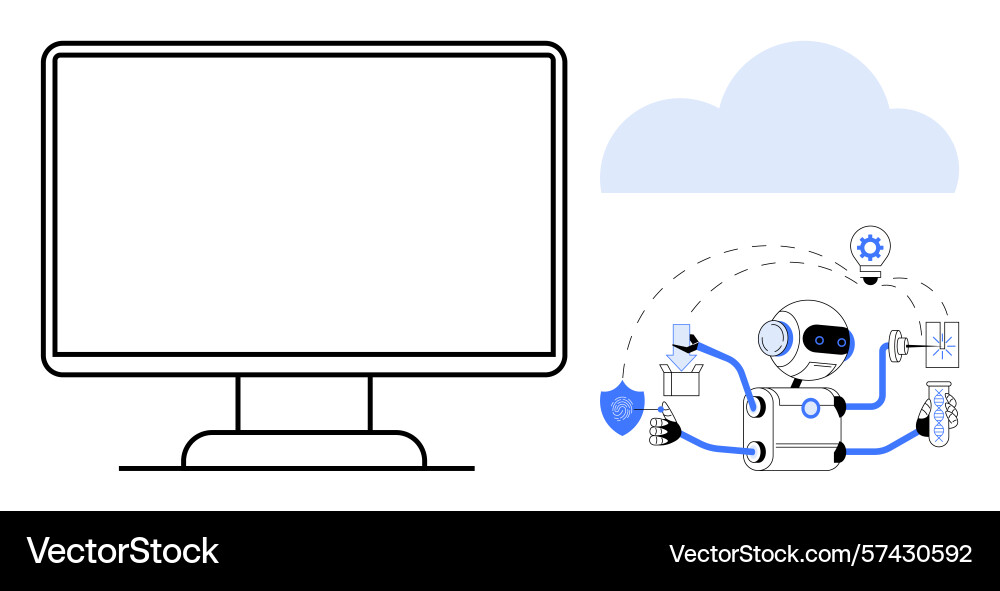 Roboterautomatisierung von Aufgaben mit Cloud Computing Roboterautomatisierung von Aufgaben mit Cloud Computing vektorbild