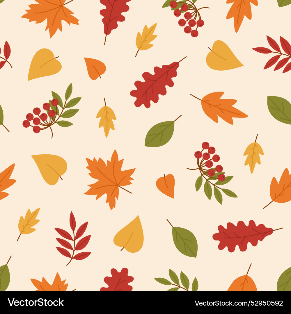 Seamless pattern with different autumn leaves Seamless pattern with different autumn leaves vector image