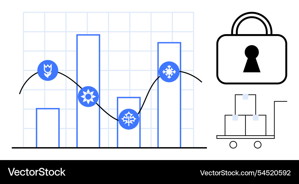 Secure logistics and data analysis with bar charts Secure logistics and data analysis with bar charts vector image