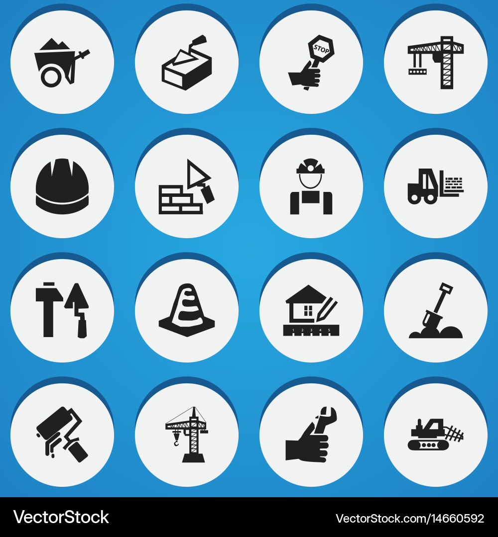 Set of 16 editable structure icons includes vector image