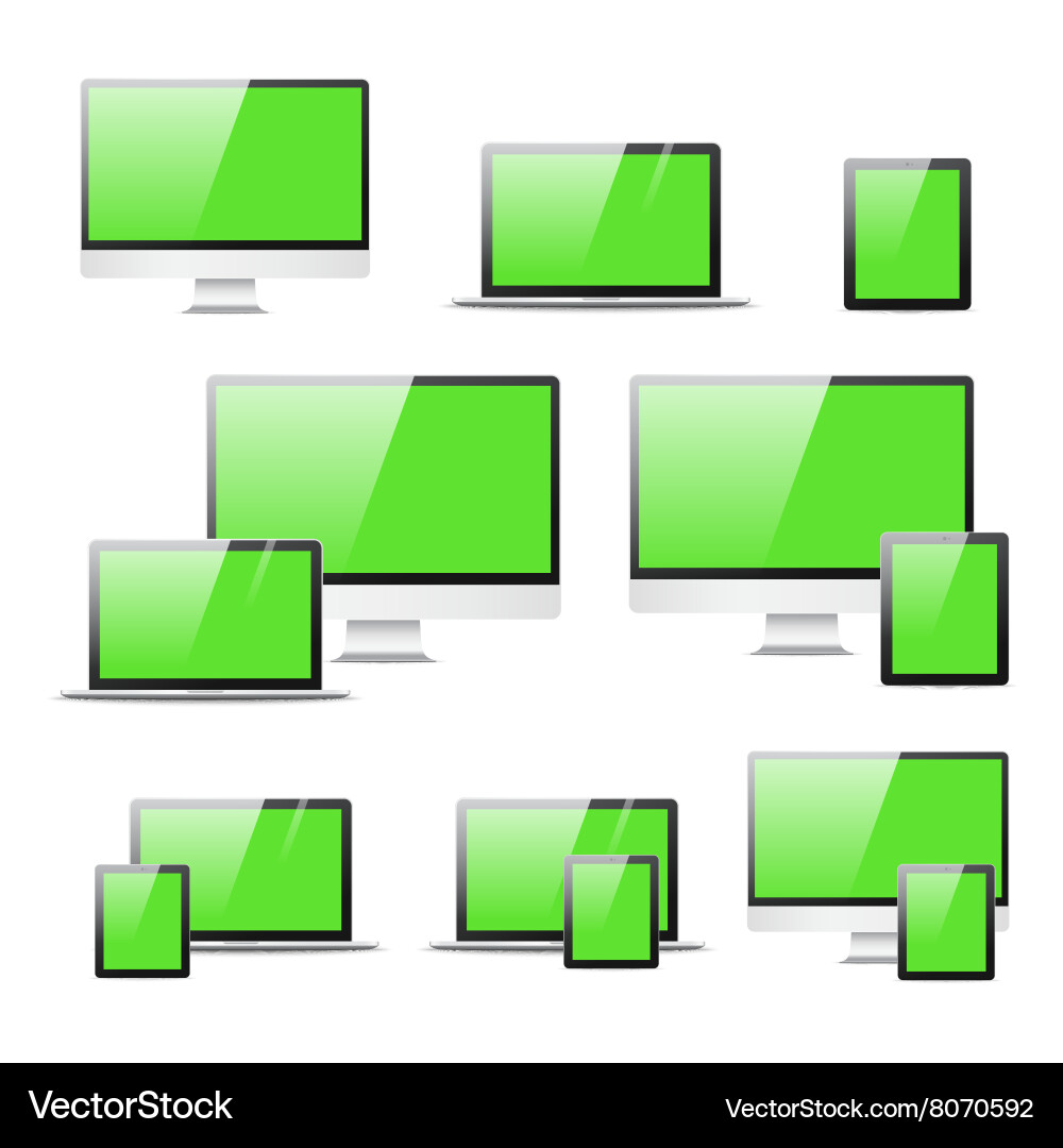 Set realistic computer equipment isolated notebook Vector Image