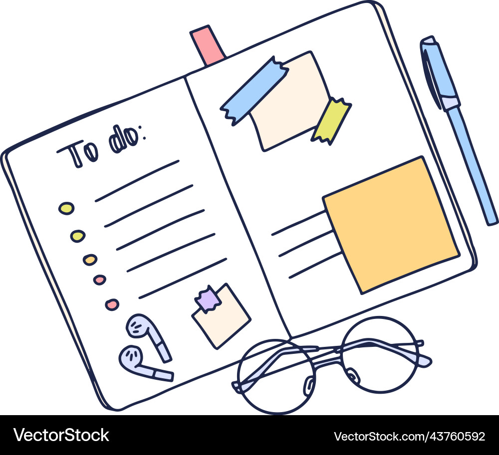 To do notebook hand drawn of organizer Vector Image