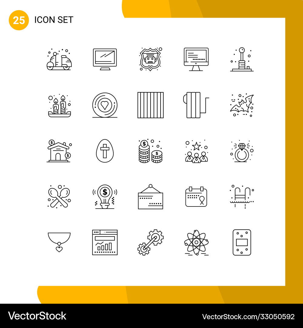 User interface pack 25 basic lines arcade Vector Image