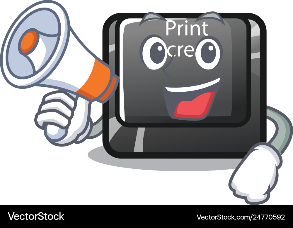 With megaphone button print screen computer Vector Image