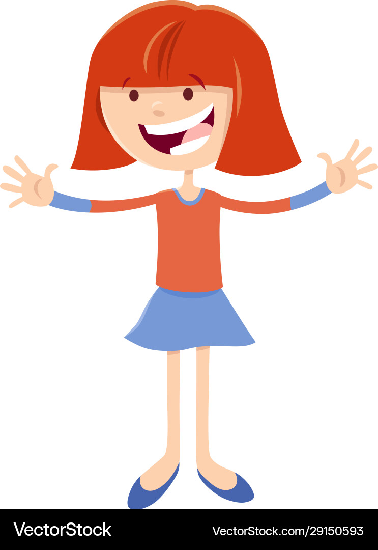 Cheerful Comic Girl Cartoon Vector Image