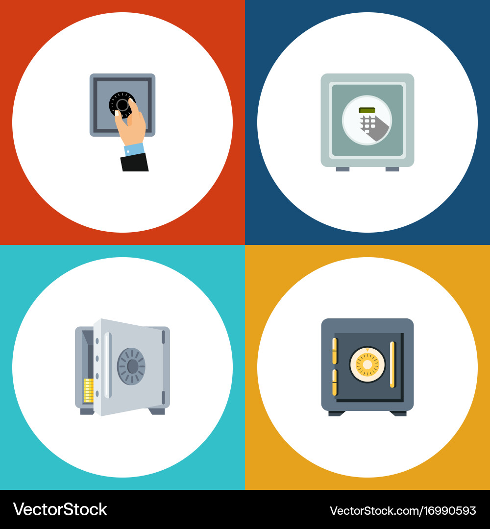 Flat icon safe set of coins saving Vector Image