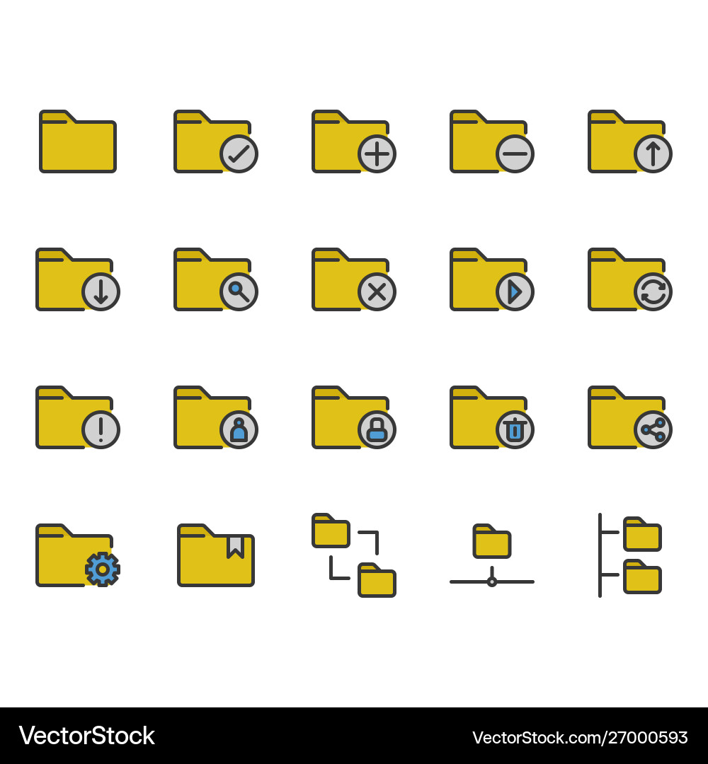 Folder related icon set Royalty Free Vector Image