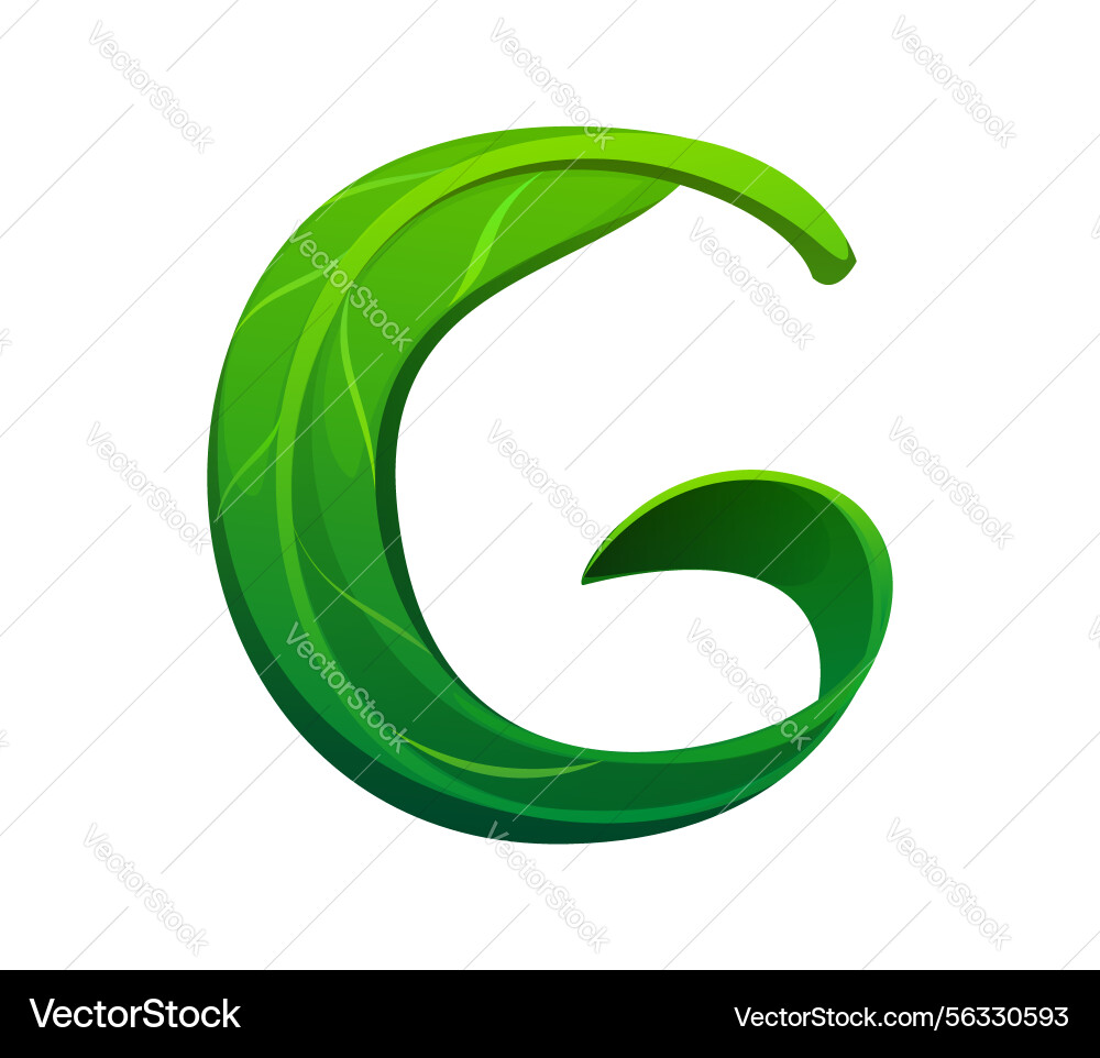 Fresh green leaf font nature typeset letter g Fresh green leaf font nature typeset letter g vector image