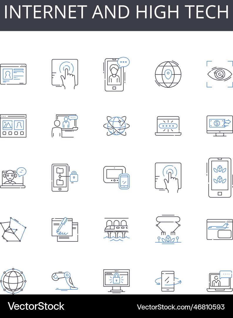 Internet and high tech line icons collection Internet and high tech line icons collection vector image
