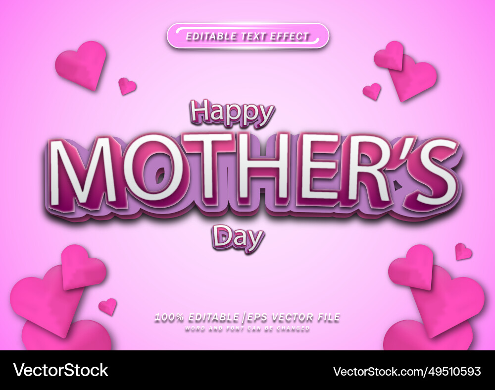 Mothers day editable text effect Vector Image