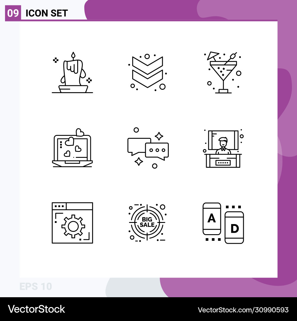 User interface pack 9 basic outlines Vector Image