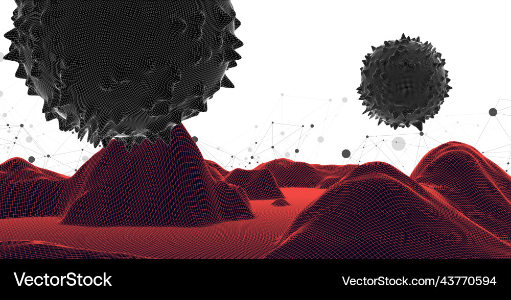 Abstract sphere wireframe landscape background Abstract sphere wireframe landscape background vector image