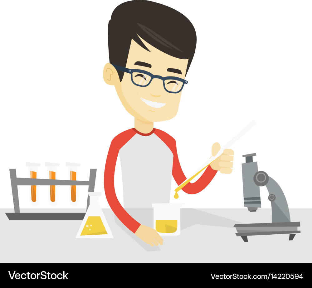 Asian Student in Laboratory vector image