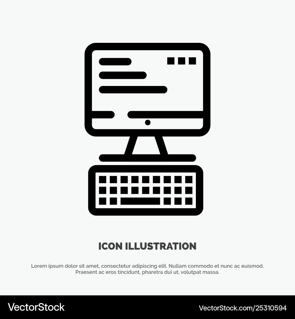 Computer keyboard monitor computing line icon Computer keyboard monitor computing line icon vector image
