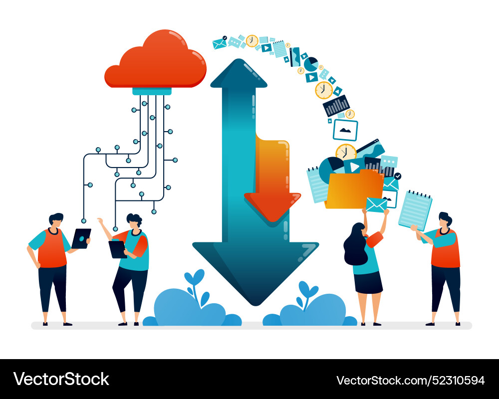 Design of cloud data center download and upload Vector Image