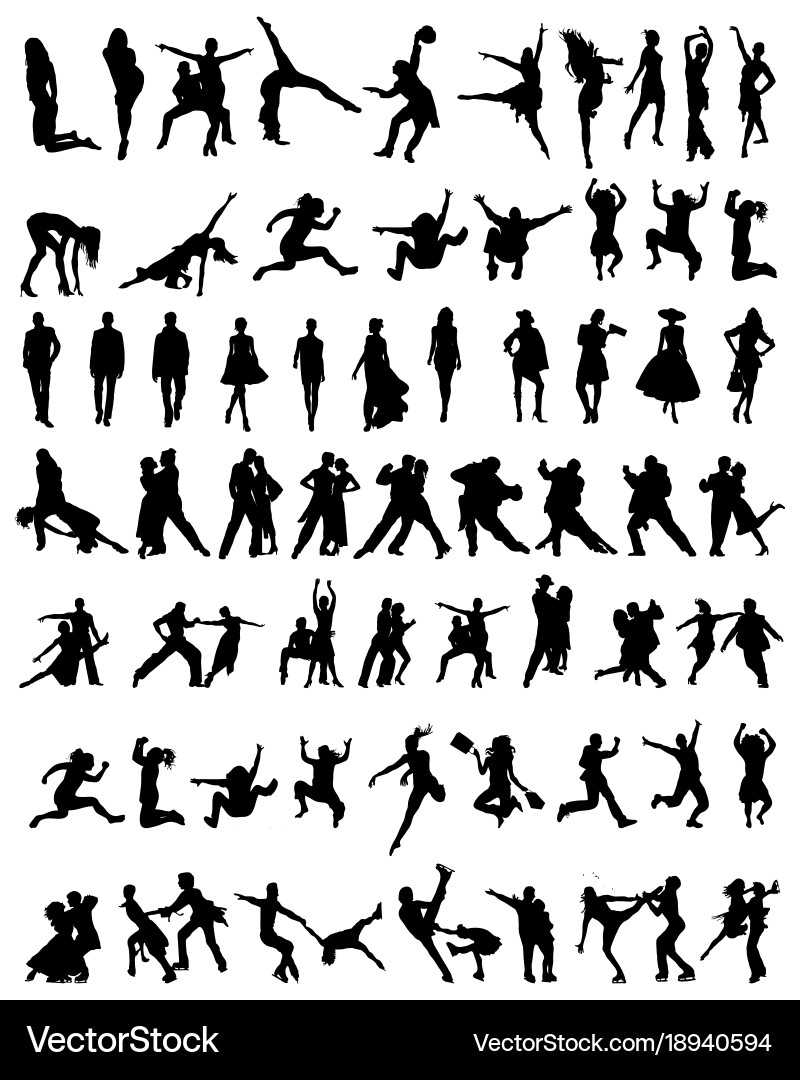 Diverse People Silhouettes Vector Image