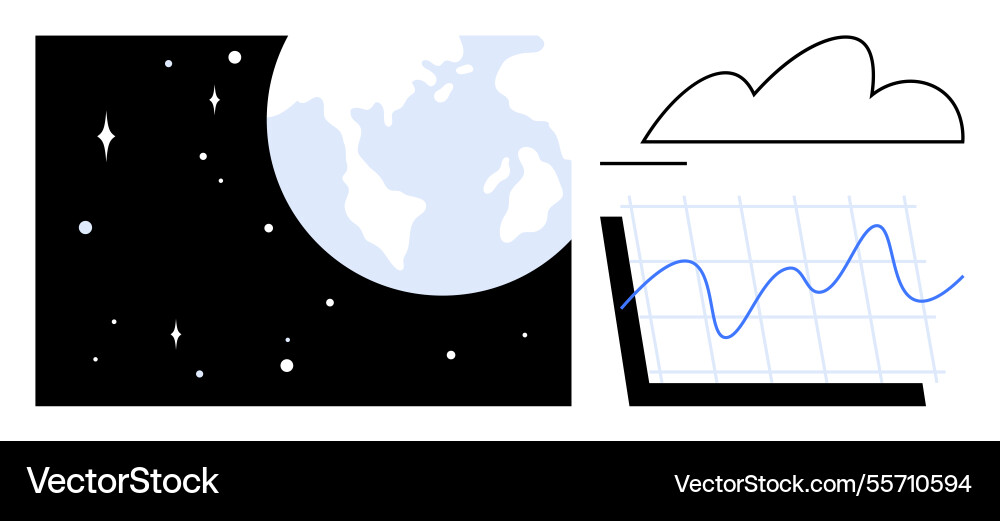 Global data trends with earth cloud computing Global data trends with earth cloud computing vector image