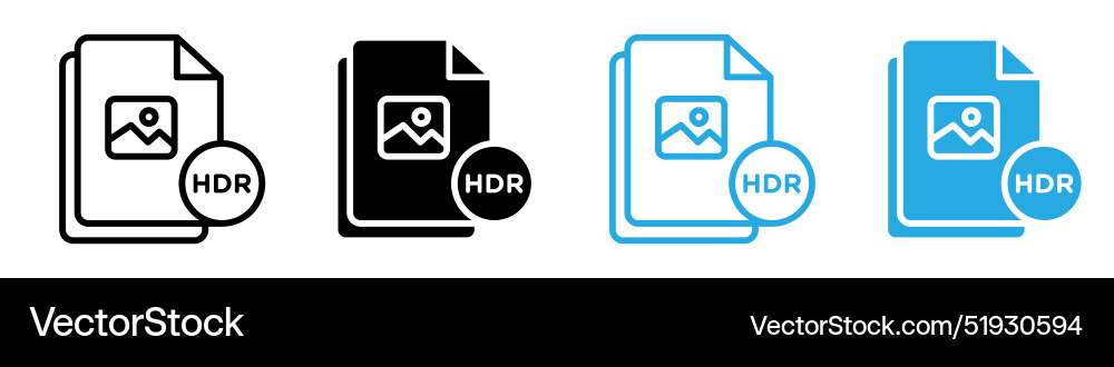 Hdr image file extension icon logo set Vector Image