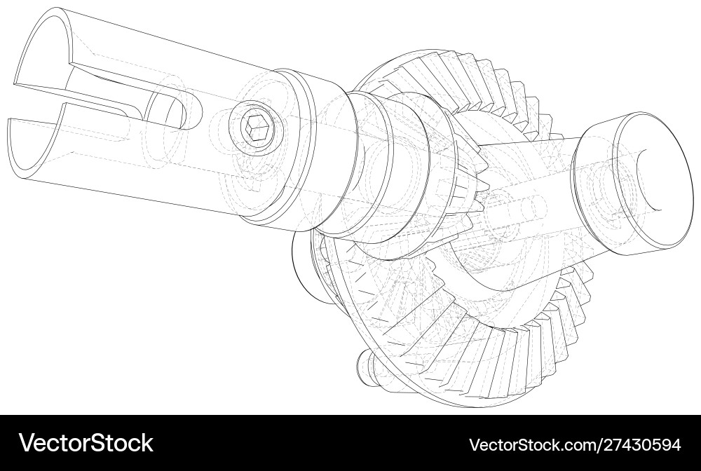 Inside view on gearbox cross section with gears Inside view on gearbox cross section with gears vector image