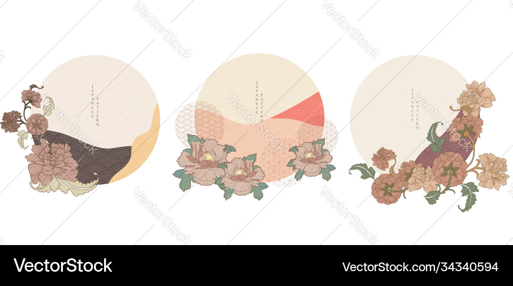 Japanese background asian circle icons Japanese background asian circle icons vector image