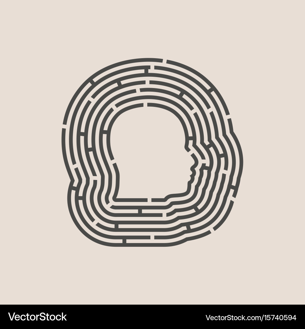 Man avatar in circular maze vector image