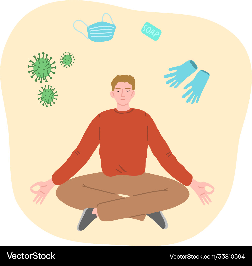 Man trying to concentrate and not think about Man trying to concentrate and not think about Vector Image
