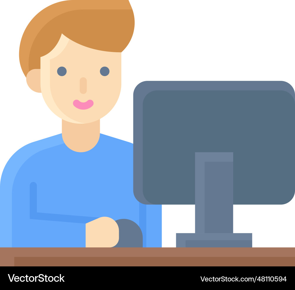 Man using computrer icon an avatar Vector Image
