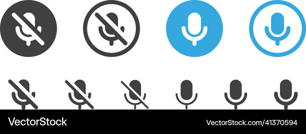 Mikrofon Mute Icon Set Vektorbild
